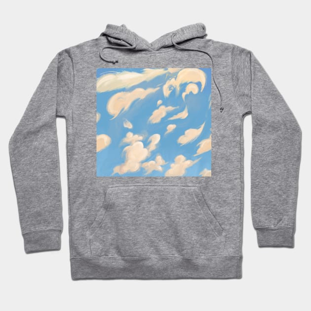 white clouds in the blue sky oil painting Hoodie by Nyrrra